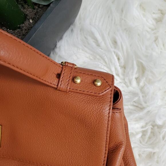 Badgley Mischka Brown Satchel Turnkey Clasp Purse - Picture 4 of 10